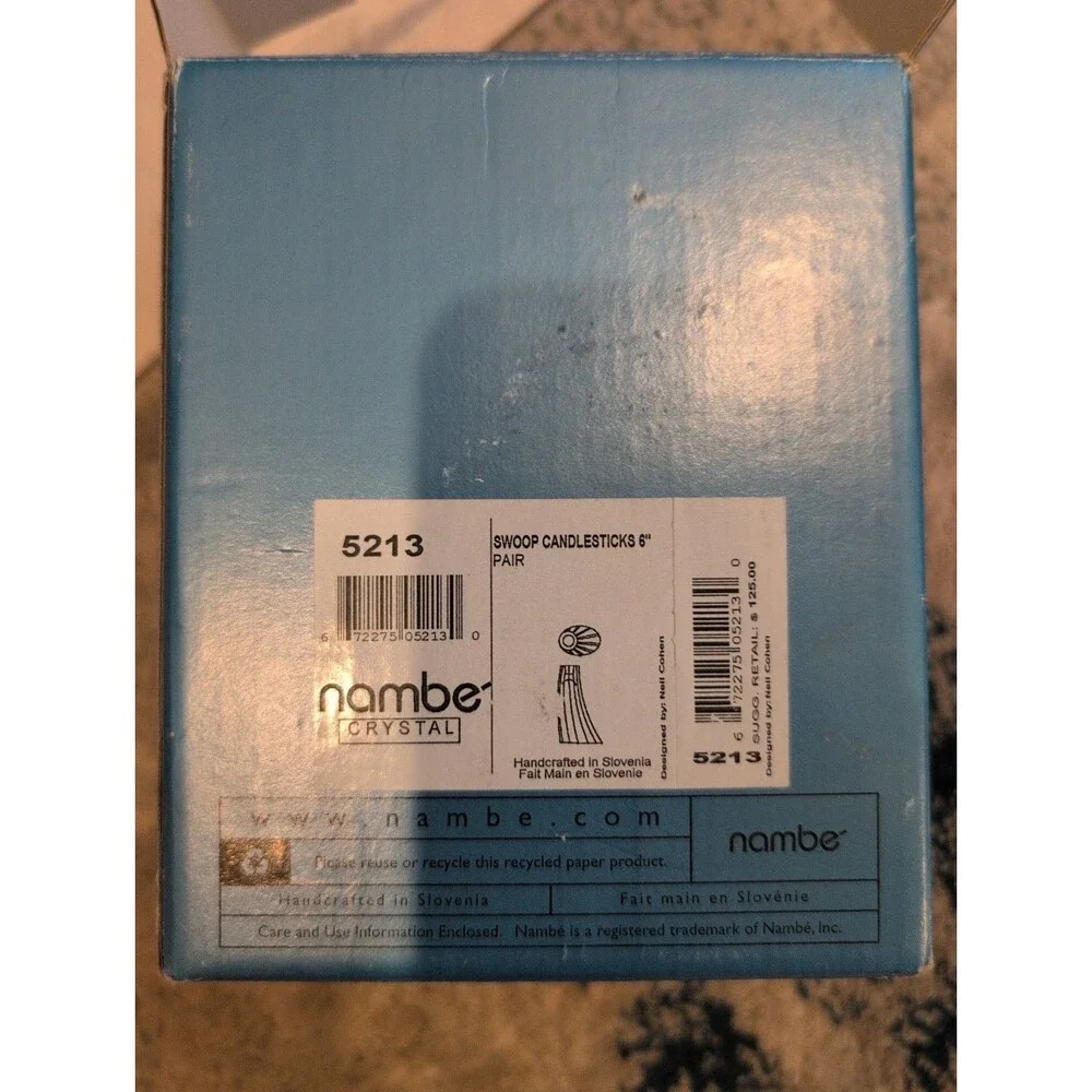 Pair of Nambe Lead Crystal Swoop 6